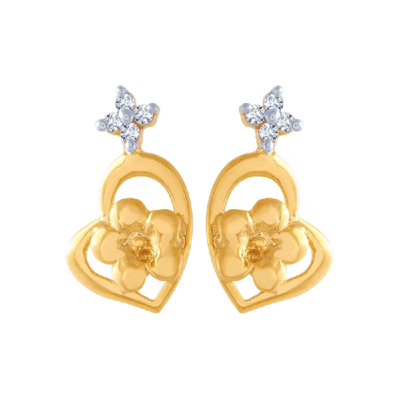 Women’s geometric earrings-14KT (585) Yellow Gold And American Diamond Stud Earrings For Women