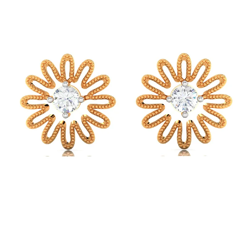 Women’s fashion statement earrings-14k Elegant Floral Gold American Diamond Earrings