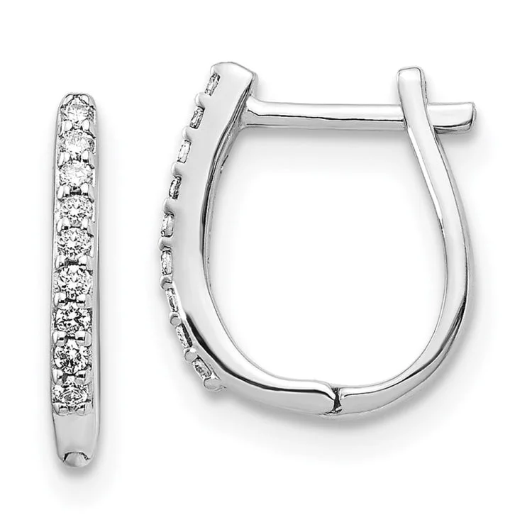 Women’s luxury diamond earrings-14k White Gold Diamond Hinged Hoop Earrings