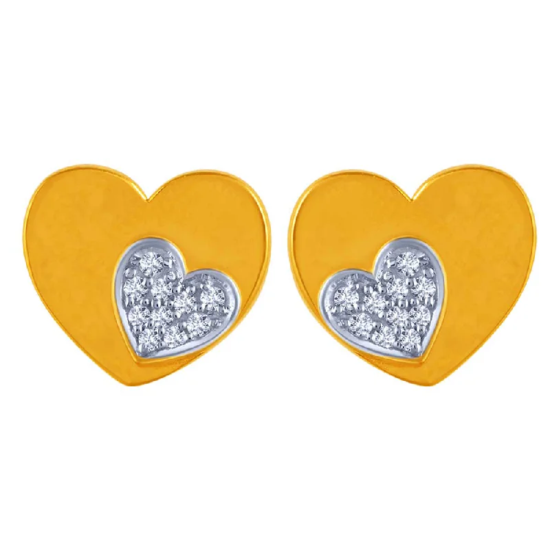 Women’s luxury stud earrings-Double Heart 14k Gold  Earrings