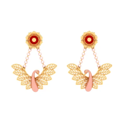 Women’s unique earrings-22k Gold Earrings Design With Cute Bird Theme