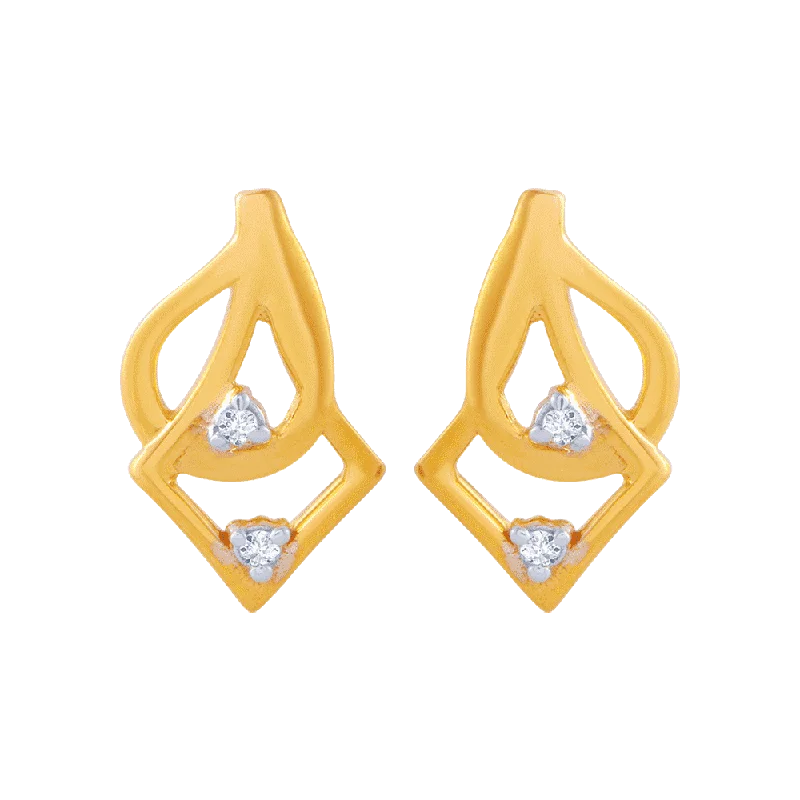 Women’s vintage diamond earrings-14KT (585) Yellow Gold And American Diamond Stud Earrings For Women