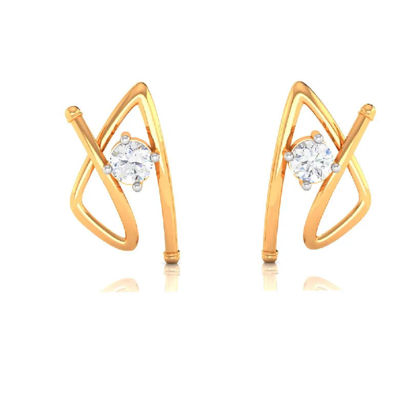 Women’s everyday hoop earrings-American Diamond 14k Gold Earrings With Speculative Design