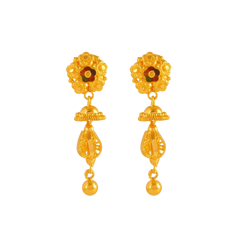 Women’s heart-shaped diamond earrings-22KT Yellow Gold Jhumki Earrings For Women