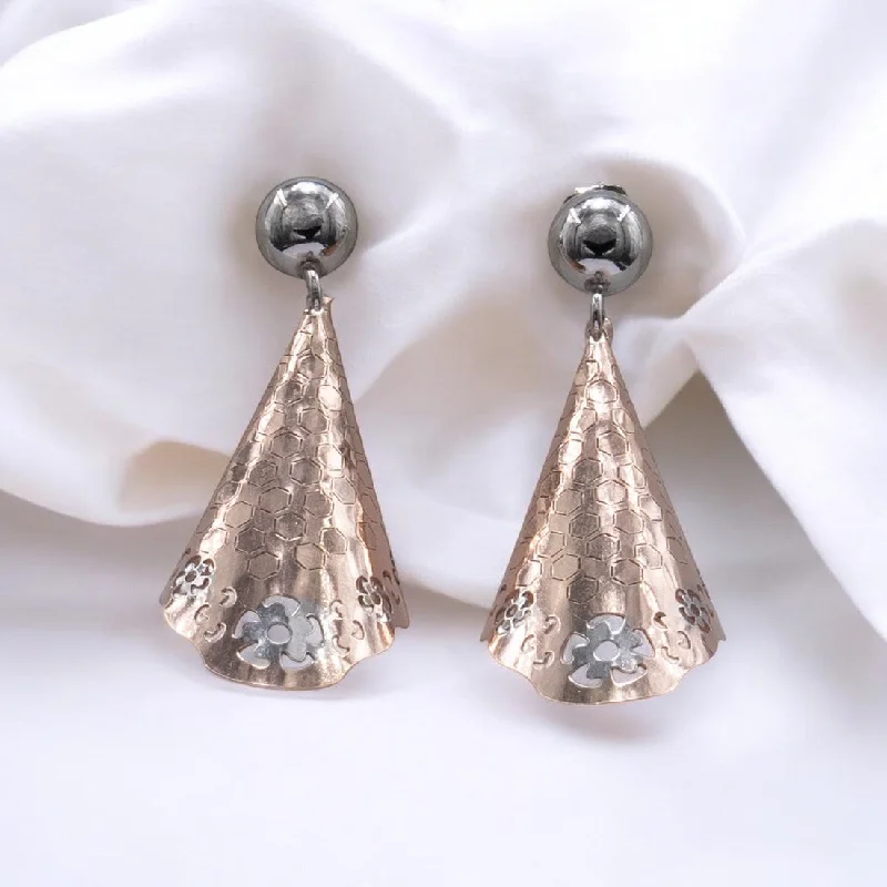 Women’s vintage silver earrings-Rosegold silver triangle drop earrings for women and girls