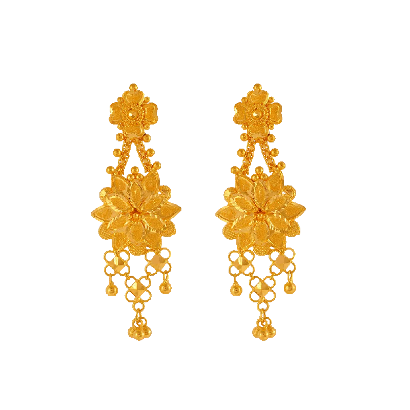 Women’s gold stud earrings-22KT Yellow Gold Jhumki Earrings For Women