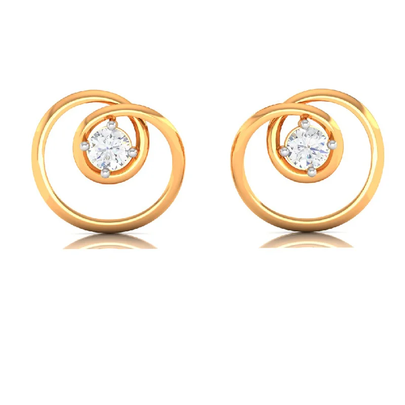 Women’s chandelier earrings-14k Twirled Designed American Diamond And Gold Earrings