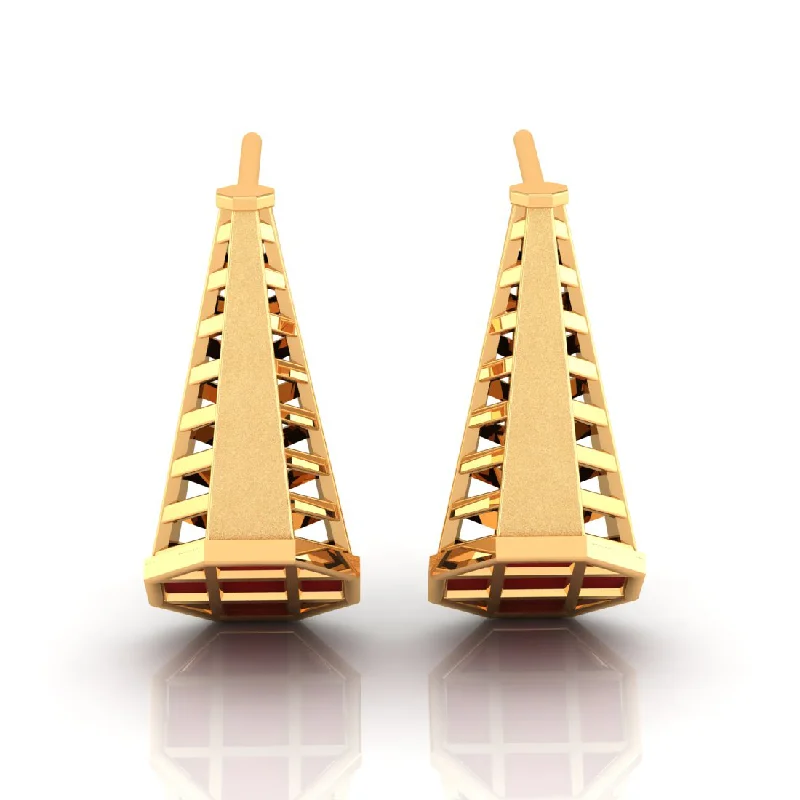 Women’s retro earrings-14k Beautiful Gold Earrings With Reddish Hue In A Conical Shape