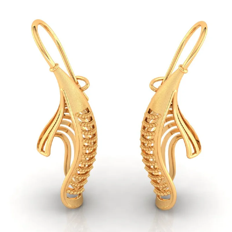 Women’s retro earrings-22k Gold Earrings With A Twisted Conical Shape