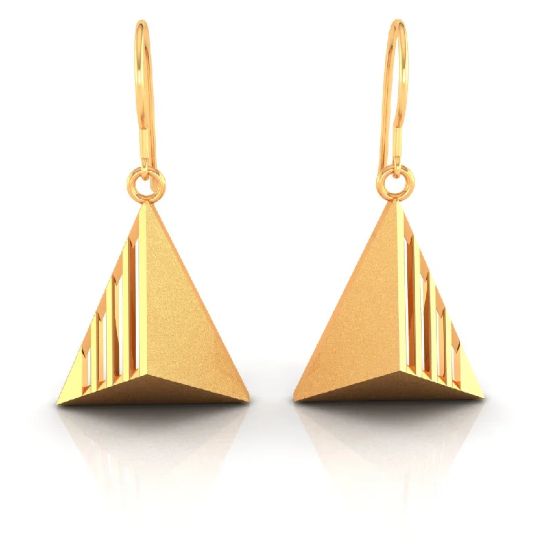 Women’s pearl drop earrings-14k Exclusive Gold Earrings In A Conical Shape