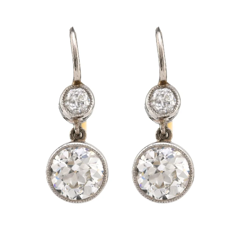 Women’s matching earrings and necklace-Edwardian Inspired Diamond Two Tone Drop Earrings