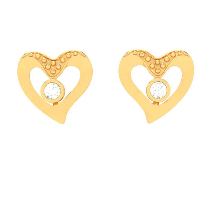 Women’s vintage earrings-22k Love Shaped Gold Earrings With A Yellow Stone From Online Exclusive