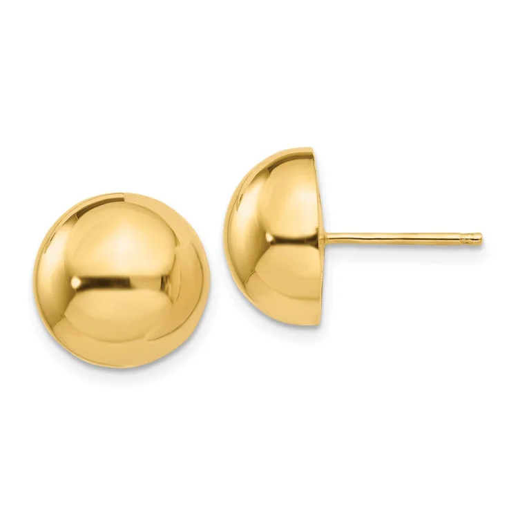 Women’s unique earrings-14k Polished 12mm Half Ball Post Earrings