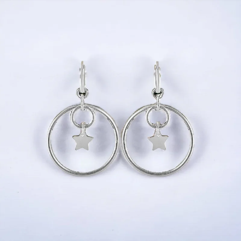 Women’s clip-on earrings-Silver Clip On Drop Earrings For Women & Girls