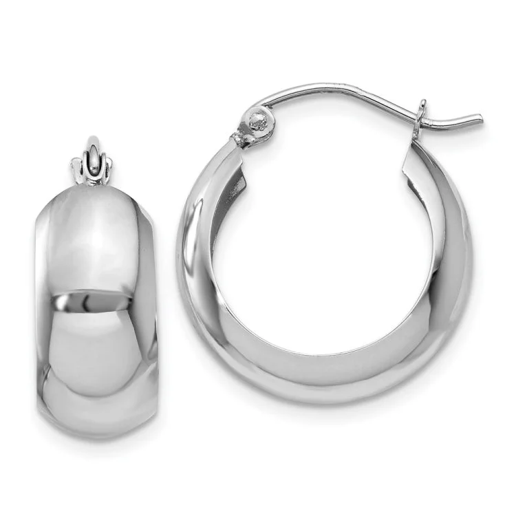 Women’s enamel earrings-14k White Gold Fancy Hoop Earrings