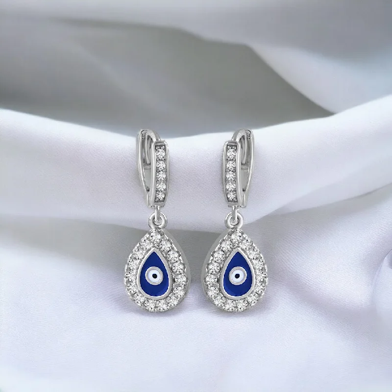 Women’s chic hoop earrings-Big Tear Drop Hoop Evil Eye Earrings