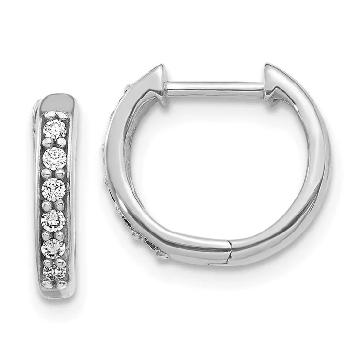 Women’s statement earrings-14k White Gold Diamond Hinged Hoop Earrings