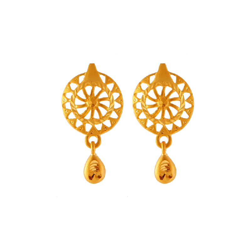 Women’s drop earrings-22KT Yellow Gold Clip-on Earrings For Women