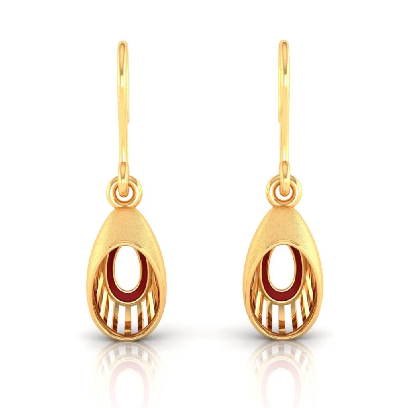 Women’s gold stud earrings-22k Unique Oval-shaped Gold Earrings With A Unique Pattern From Online Exclusive