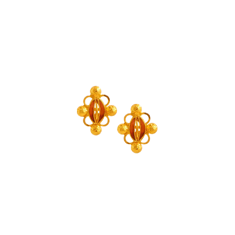 Women’s square earrings-22KT Yellow Gold Jhumki Earrings For Women