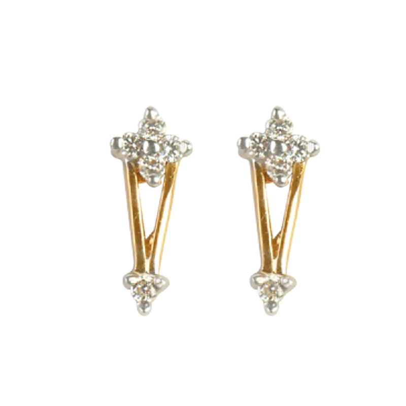 Women’s heart earrings-18KT (750) Yellow Gold And Diamond Stud Earrings For Women