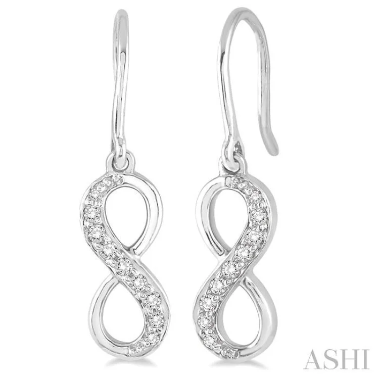 Women’s sapphire earrings-1/6 Ctw Round Cut Diamond Infinity Earrings in 14K White Gold