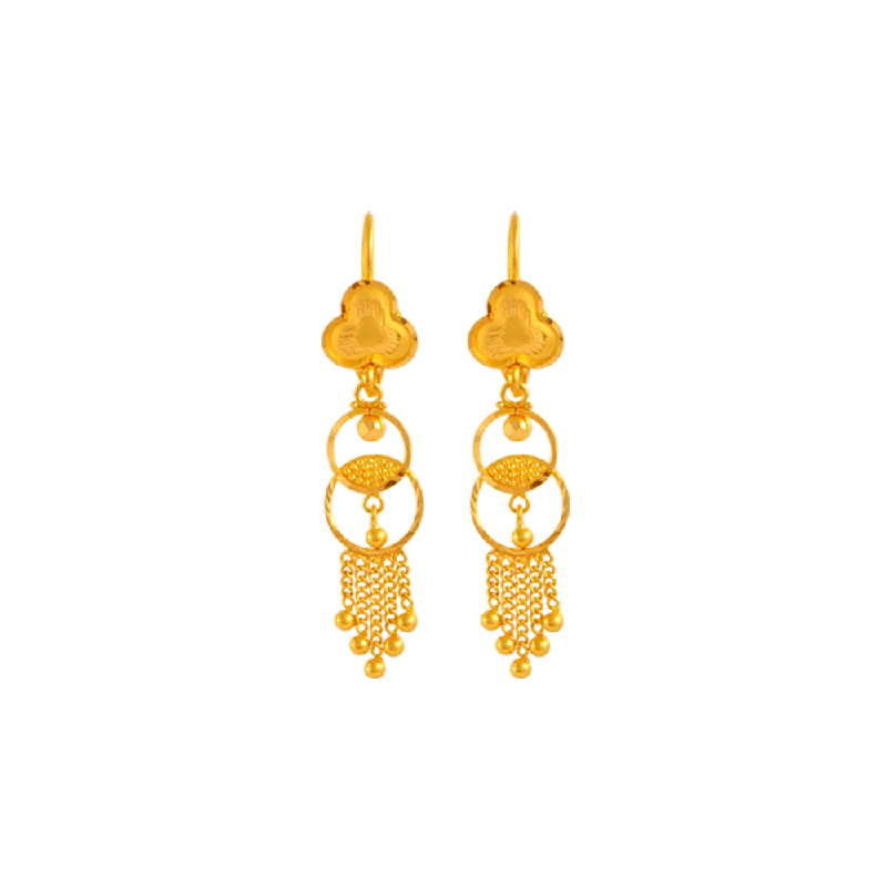 Women’s long dangling earrings-22KT Yellow Gold Jhumki Earrings For Women