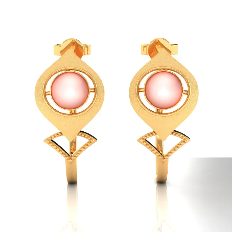 Women’s dangle earrings-14k Very Unique Gold Earrings With A Spherical Bead In Between