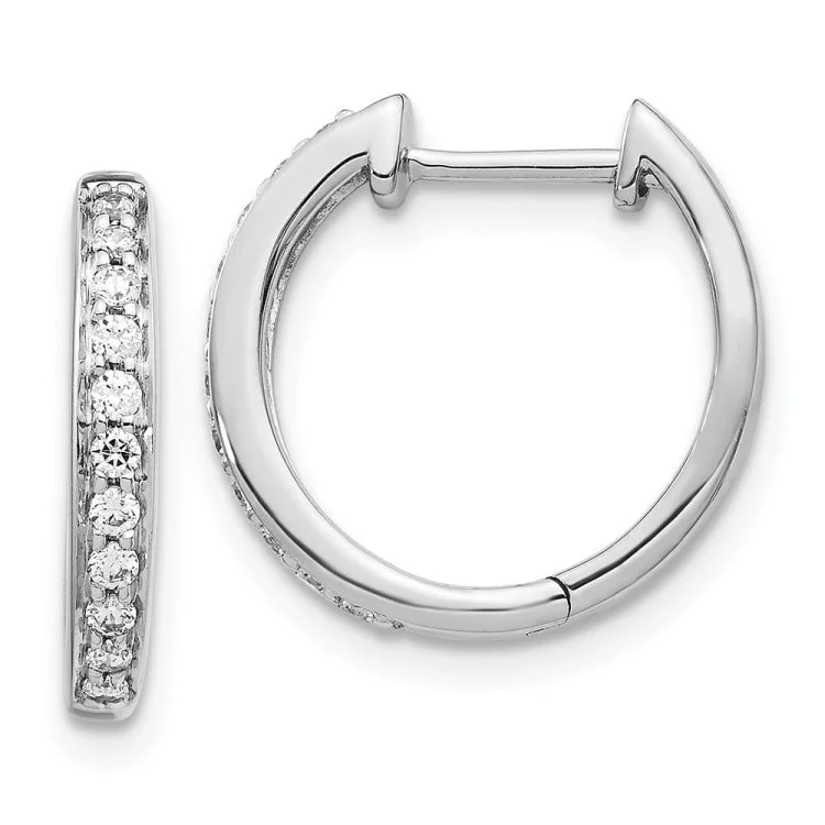 Women’s silver hoop earrings-14k White Gold Diamond Complete Hinged Hoop Earrings