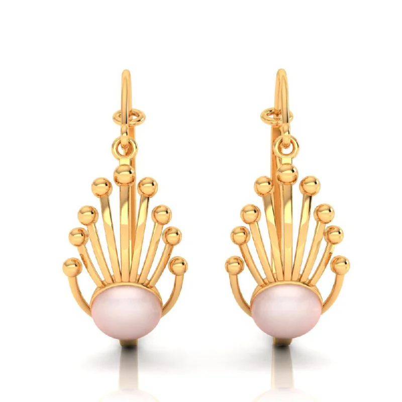 Women’s statement earrings-Beautifully Designed 22k Gold Earrings With A Dainty Round Bead