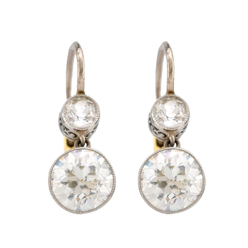 Women’s layered earrings-Edwardian Inspired Old Cut Diamond 18K White Yellow Gold Earrings