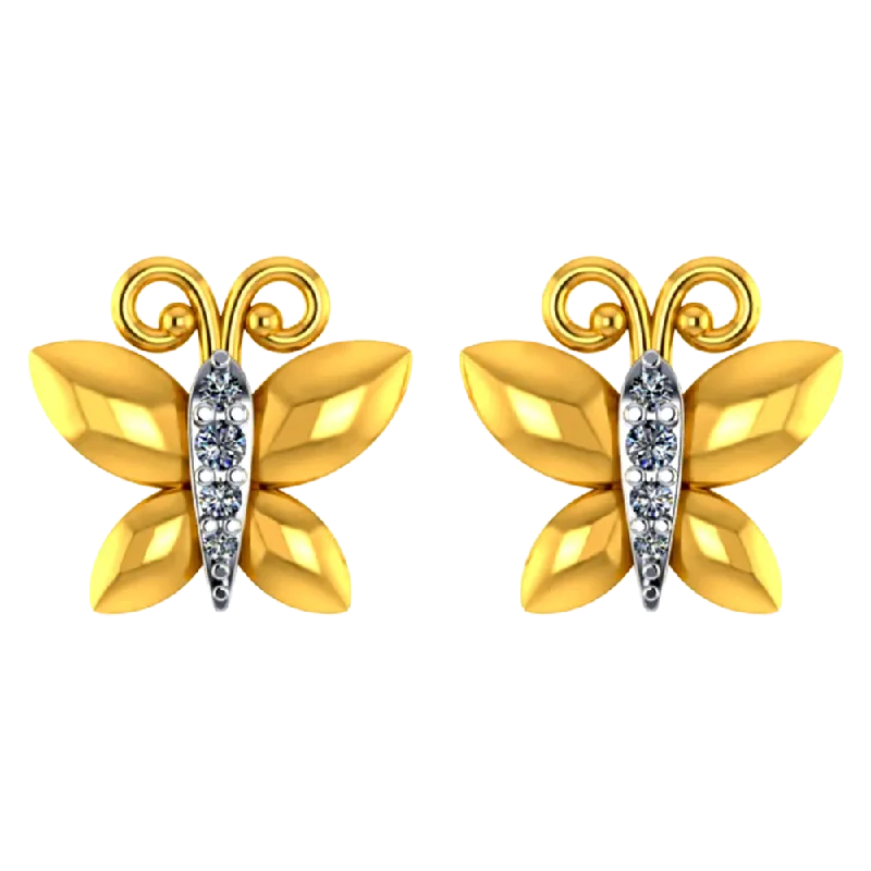 Women’s everyday hoop earrings-22k Butterfly Shaped Gold Earrings With Intricate Stone Detailing