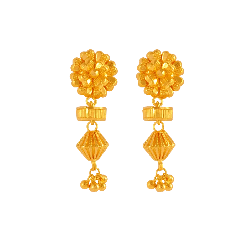 Women’s classic hoop earrings-22KT Yellow Gold Jhumki Earrings For Women