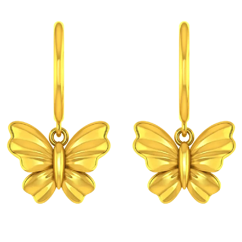 Women’s modern hoop earrings-22k Beautiful Gold Butterfly Earrings With Intricate Design