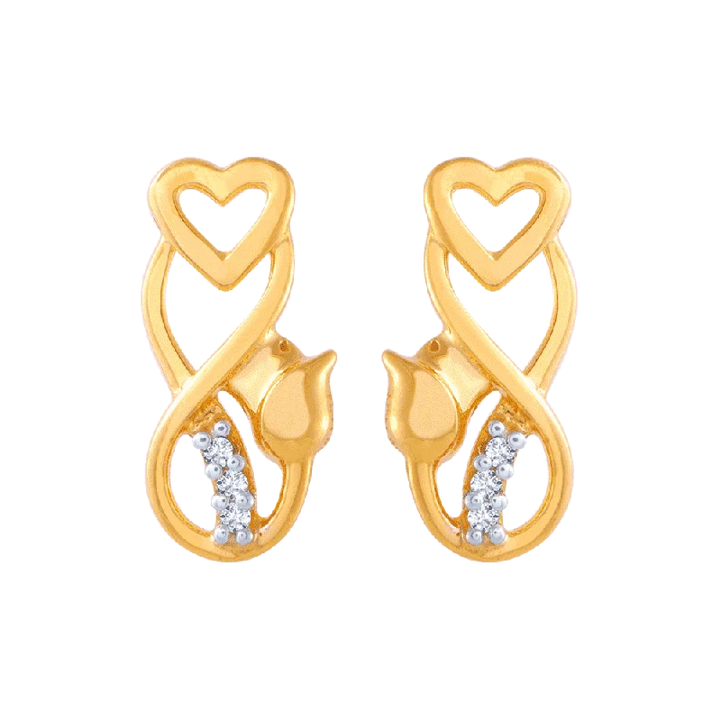 Women’s boho earrings-14KT (585) Yellow Gold And American Diamond Stud Earrings For Women