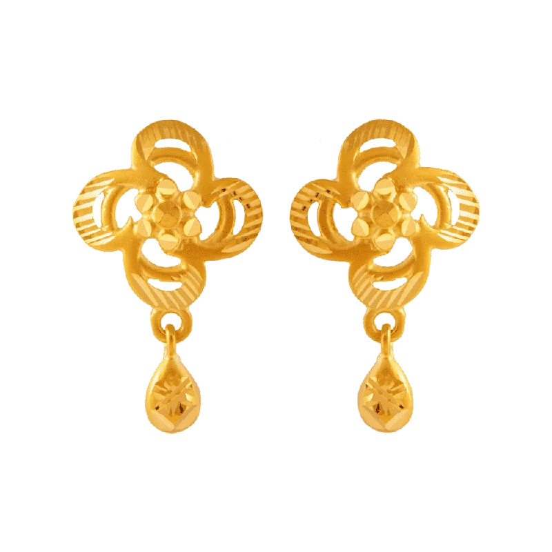 Women’s heart-shaped earrings-22KT (916) Yellow Gold Stud Earrings For Women