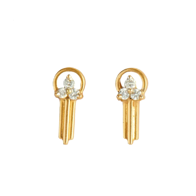 Women’s personalized earrings-18KT (750) Yellow Gold And Diamond Stud Earrings For Women