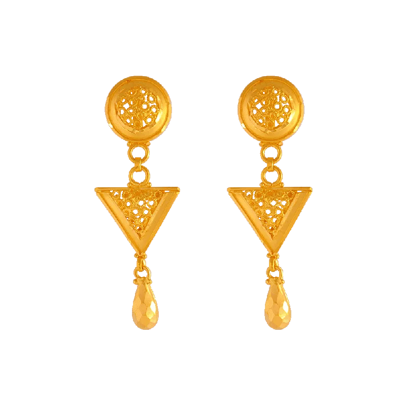 Women’s diamond teardrop earrings-22KT Yellow Gold Stud Earrings For Women