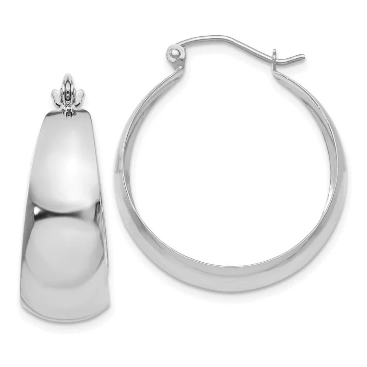 Women’s chic hoop earrings-14k White Gold Polished 10.5mm Tapered Hoop Earrings