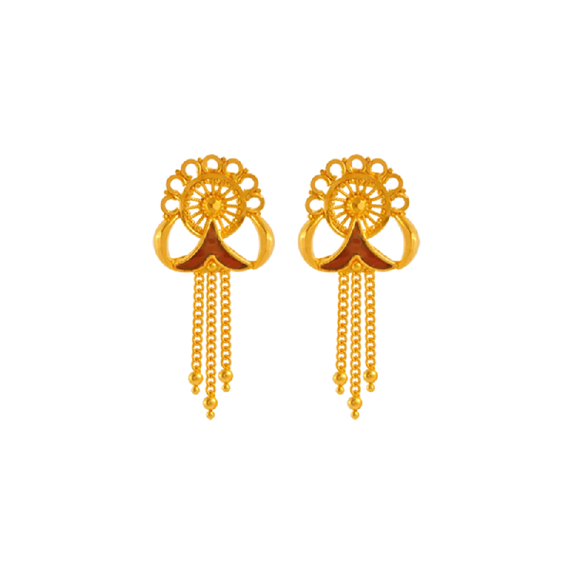 Women’s polished silver earrings-22KT Yellow Gold Jhumki Earrings For Women