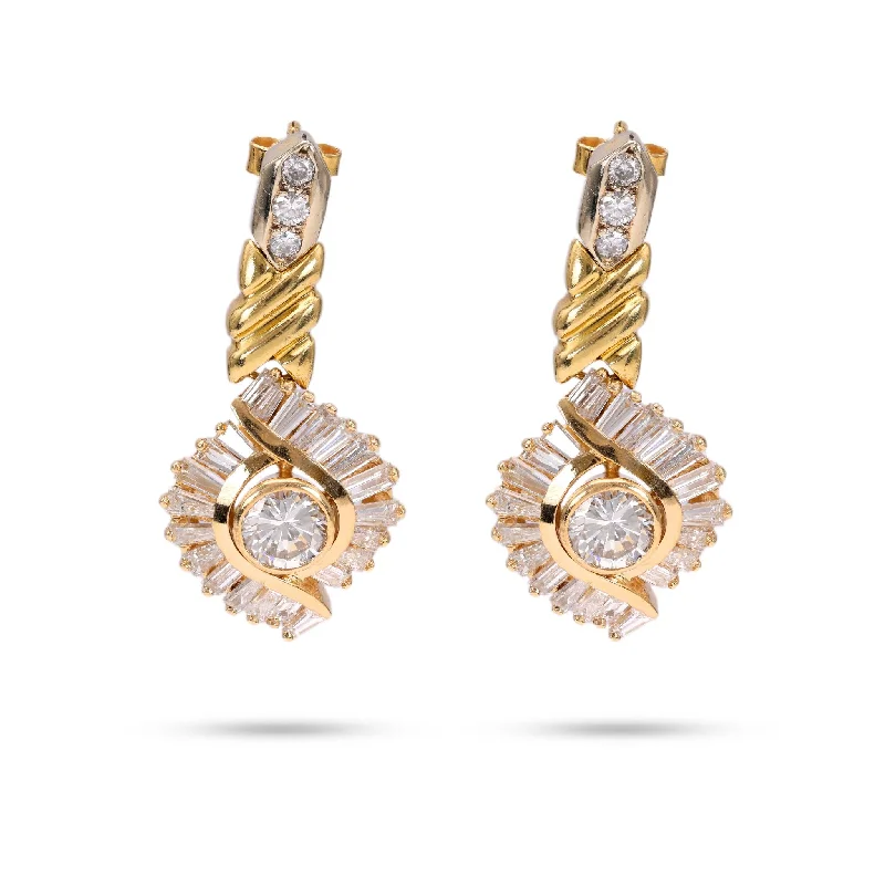 Women’s bridal earrings-5.10 Carat Diamond 18k Yellow Gold Earrings