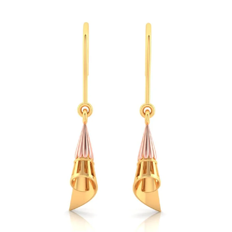 Women’s moon phase earrings-22k Earrings In Gold Conical Shape With A Touch Of Yellow Gold