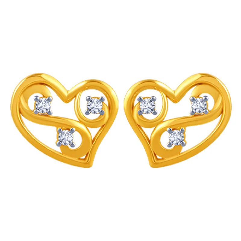 Women’s oval drop earrings-14k Heart Shaped Kalka  Gold Earrings