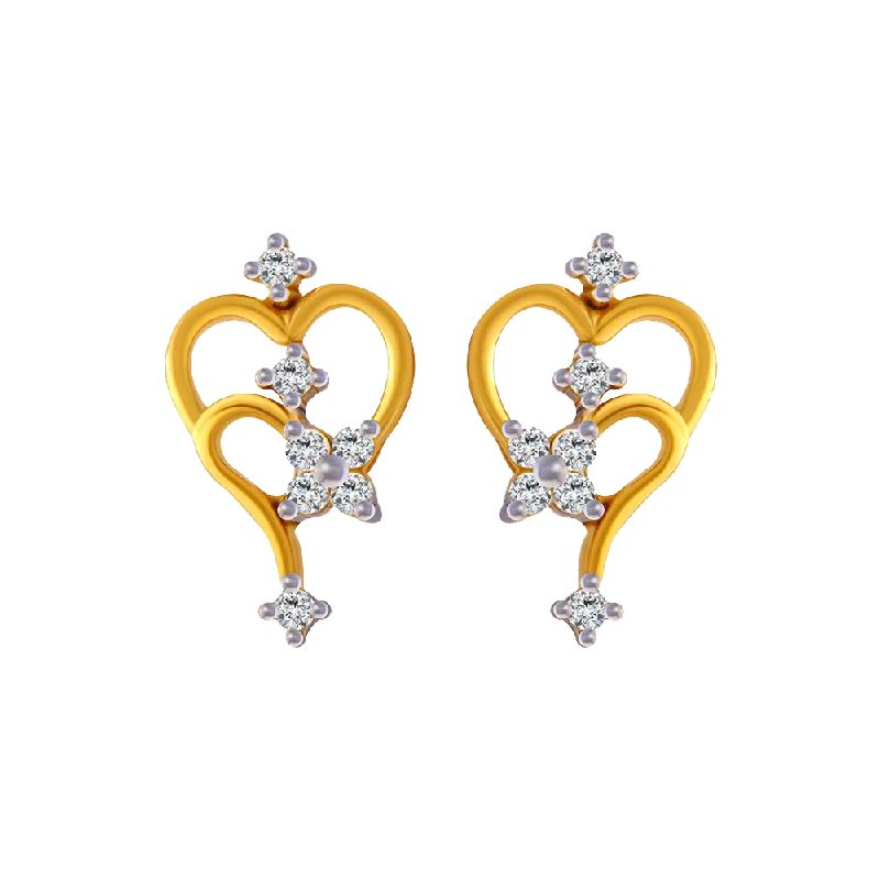 Women’s mixed metal earrings-14KT (585) Yellow Gold Stud Earrings For Women