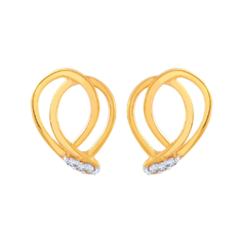 Women’s luxurious earrings-14KT (585) Yellow Gold And American Diamond Stud Earrings For Women