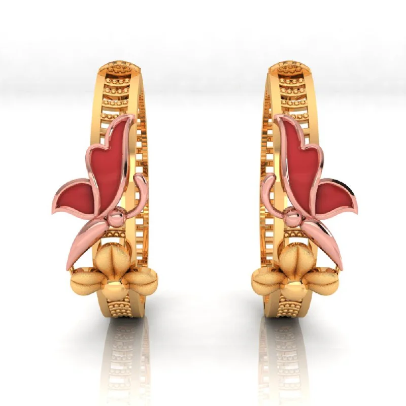 Women’s vintage earrings-Earrings Made Of 22k Gold Featuring A Yellow Gold-colored Butterfly Perched On A Floral Motif