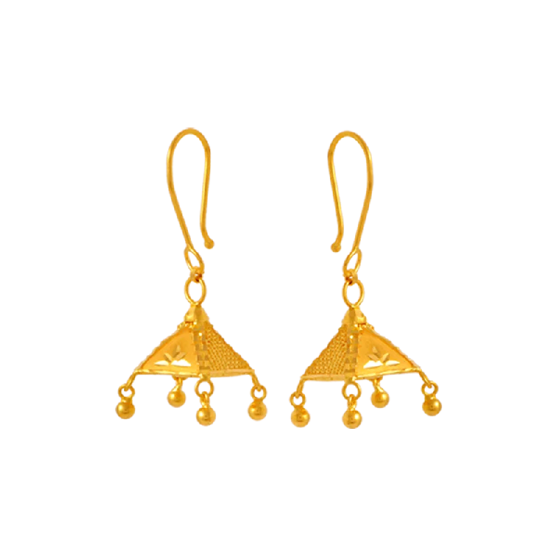 Women’s dangle earrings-22KT Yellow Gold Jhumki Earrings For Women