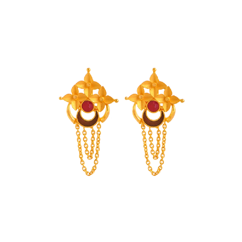 Women’s retro earrings-22KT Yellow Gold Jhumki Earrings For Women