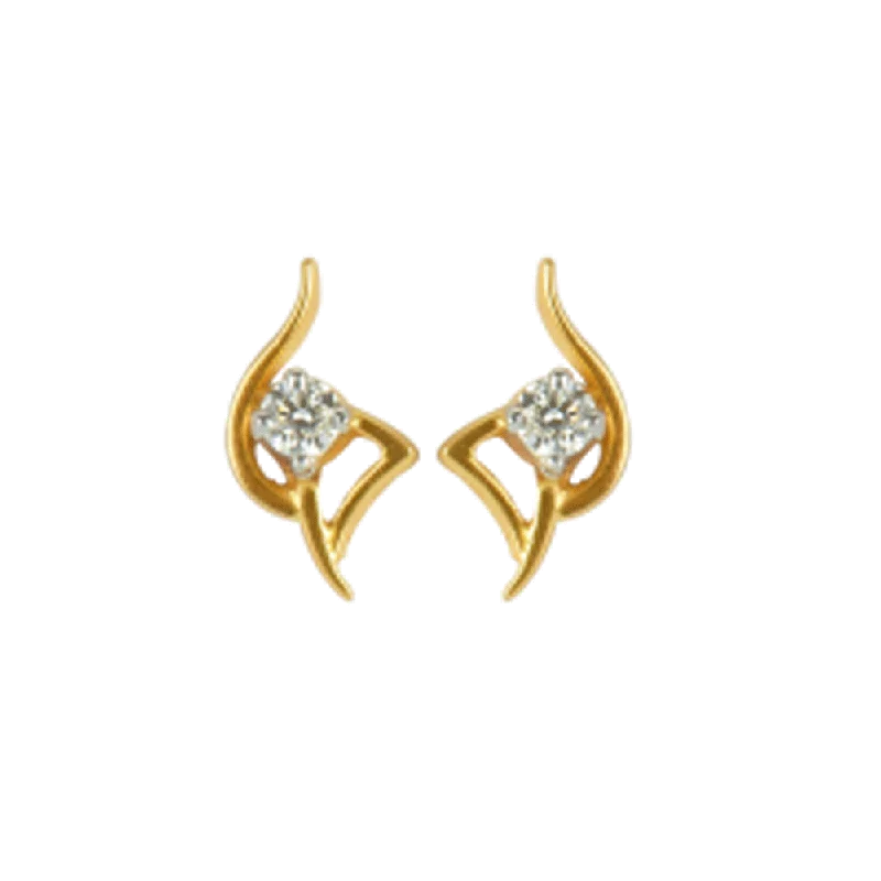 Women’s butterfly earrings-18KT (750) Yellow Gold And Diamond Stud Earrings For Women