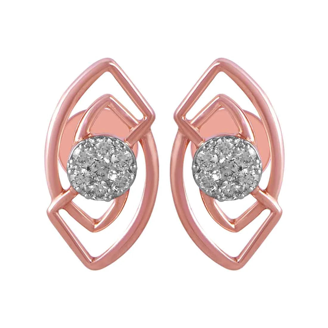 Women’s matching earrings and necklace-14KT (585) Rose Gold & Beautiful Diamond Stud Earrings